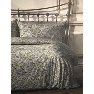 William Morris Chrysanthemum Sea Blue Green King Duvet Cover Set Cotton Sateen